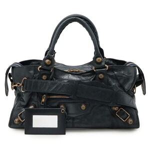 BALENCIAGA The Giant Part Time Editors Bag Shoulder Navy Blue